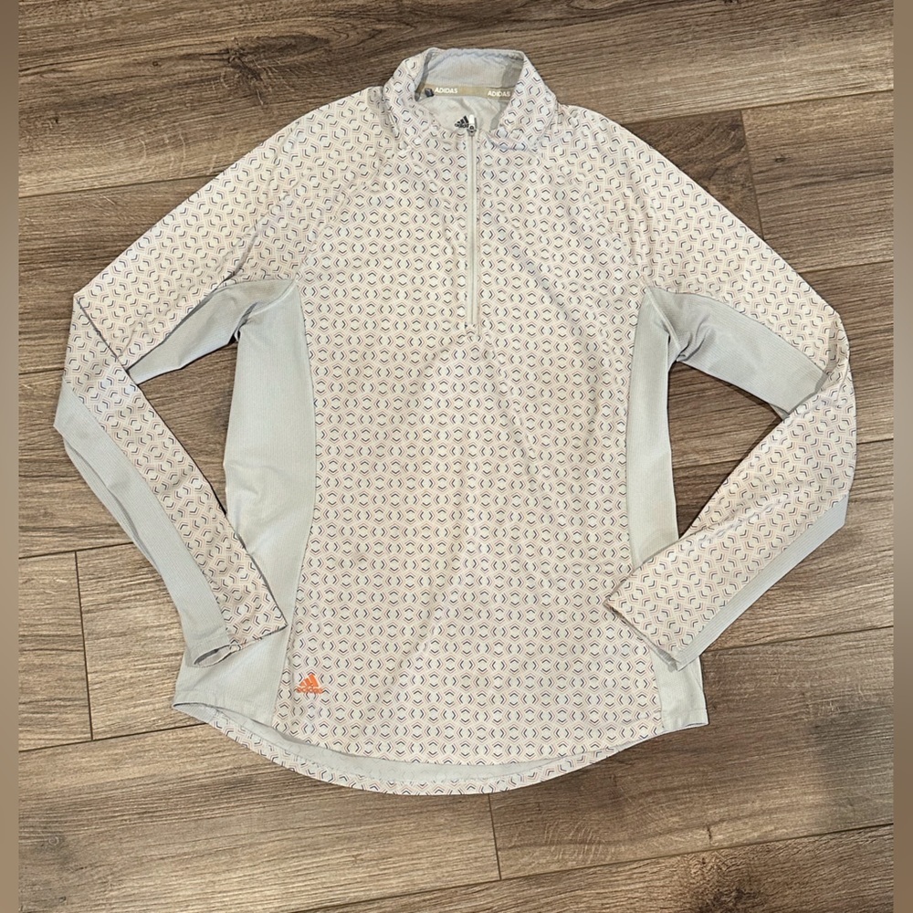 EUC Adidas Aeroready UPF Grey and White Half Zip Oullover Size Medium - Picture 2 of 7